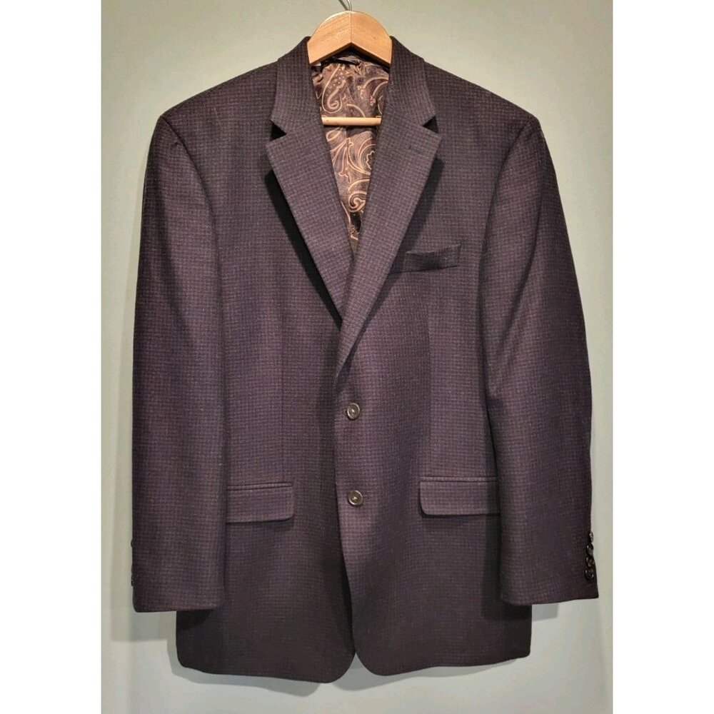 Lauren Ralph Lauren Wool Cashmere Blue Brown Check 2 Button Sportcoat Sz 42R